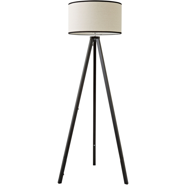 ValueLights Barbro Black Tripod Floor Lamp with Trim Drum Shade and Bulb - image 1