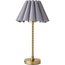 ValueLights Maeve Grey Scallop Pleated Tapered Shade Gold Bobbin Bobble LED Table Lamp - thumbnail 1