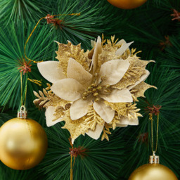 Living and Home Gold Flower Christmas Ornament 24 Pack - thumbnail 2