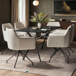 SOLACE+CO Emil Isla White 6 Seater Glass Dining Set