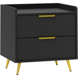 Portland 2 Drawer Black Bedside Table - thumbnail 2