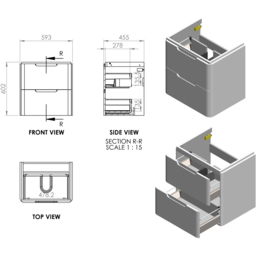 Bathstore Amalfi 2 Door White Wall Hung Basin Unit 600mm - thumbnail 4