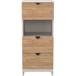 Crowndale Bora Gold Oak and Kashmir Matt 3 Drawer Single Shelf Bedside Table - thumbnail 2