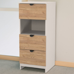 Crowndale Bora Gold Oak and Kashmir Matt 3 Drawer Single Shelf Bedside Table