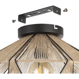 EGLO Adwickle Black and Natural Ceiling Light - thumbnail 4