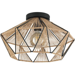 EGLO Adwickle Black and Natural Ceiling Light