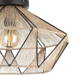 EGLO Adwickle Black and Natural Ceiling Light - thumbnail 3