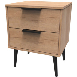 Crowndale Hong Kong 2 Drawer Nebraska Oak Compact Bedside Cabinet Ready Assembled - thumbnail 4
