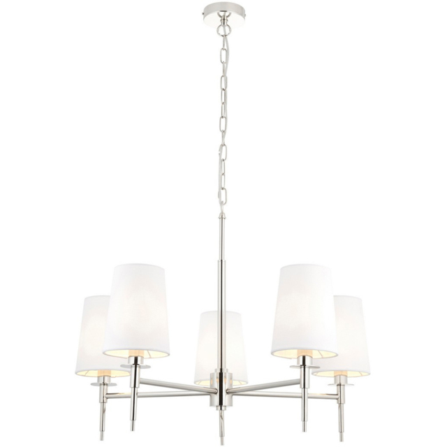 Merano Florence Multi Arm White and Nickle 5 Light Pendant Ceiling Lamp - image 1
