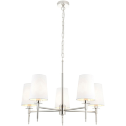 Merano Florence Multi Arm White and Nickle 5 Light Pendant Ceiling Lamp