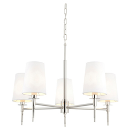 Merano Florence Multi Arm White and Nickle 5 Light Pendant Ceiling Lamp - thumbnail 3