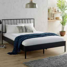 Home Source Odessa King Side Black Metal Bed Frame with Headboard