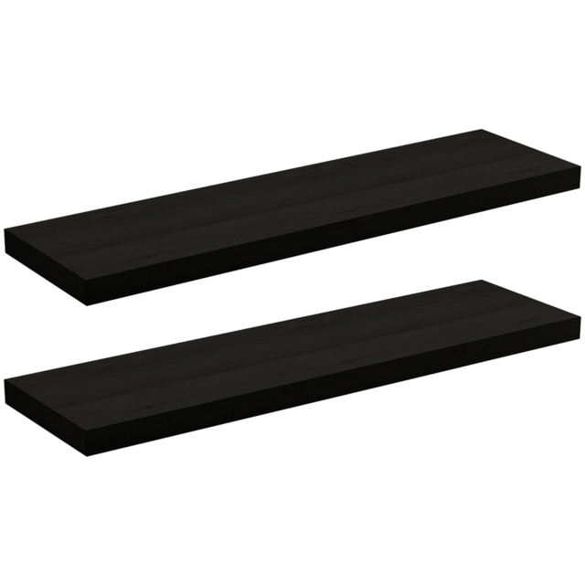 Homebase 90cm 2 Pack Black Ash Effect Floating Shelf - image 1