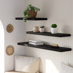 Homebase 90cm 2 Pack Black Ash Effect Floating Shelf - thumbnail 2