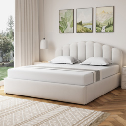 Artemis Home Ranson Super King Size Beige Linen Upholstered Ottoman Bed