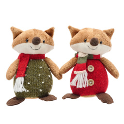 The Christmas Gift Co Fabric Sitting Foxes Decoration 2 Pack