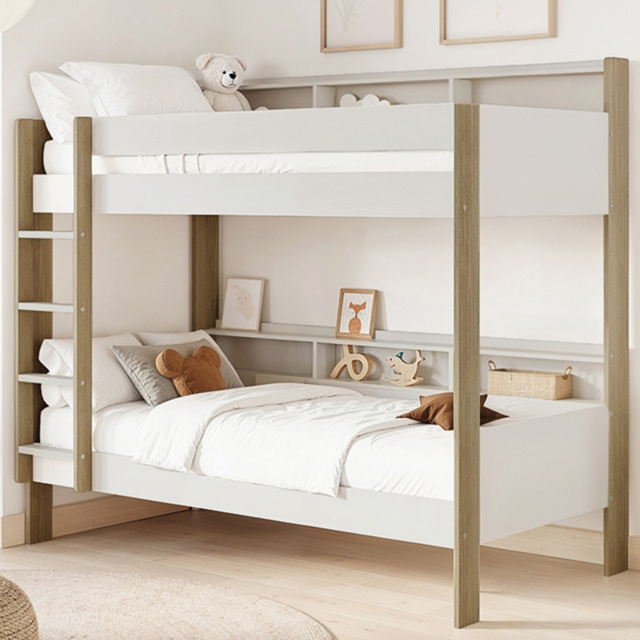 Noomi Bodie White and Oak Single Pine Storage Bunk Bed - image 1
