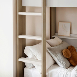 Noomi Bodie White and Oak Single Pine Storage Bunk Bed - thumbnail 4
