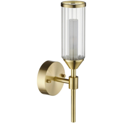 Merano Trieste Clear Frosted Glass Satin Brass Plate Wall Lamp