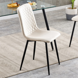 Lexi Beige Velvet Fabric Dining Chair Set of 4