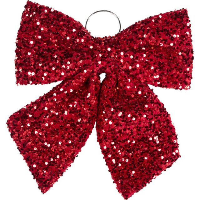Sequin Sponge Bow Red - image 1