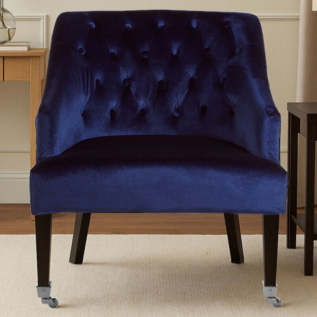 Premier Housewares Darwin Blue Velvet Lounge Chair - image 1
