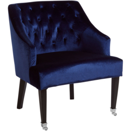 Premier Housewares Darwin Blue Velvet Lounge Chair - thumbnail 2
