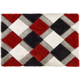 Origins 3D GEO Red Shaggy Rug 80 x 150cm - thumbnail 1