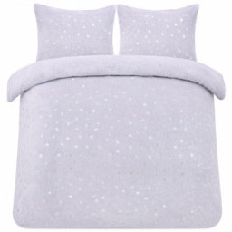 Smart Living Grey Super King Size Fleece Foil Polka Dot Duvet Set - thumbnail 2