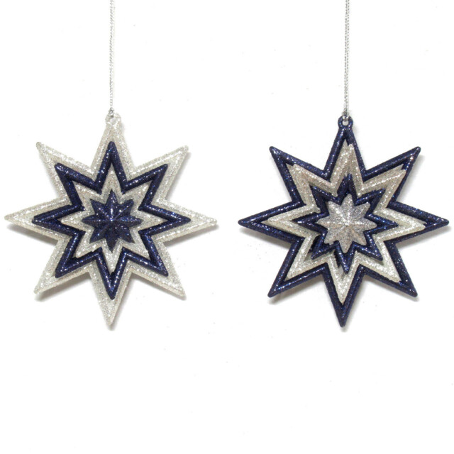 Single Angel Whispers Glittered Star Christmas Ornament 11cm in Assorted styles
