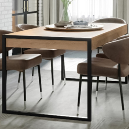 Florence High Rock 4 Seater Dinning Table Matt Black and Riviera Oak