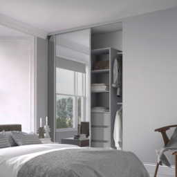 Spacepro Classic Single Panel Dove Grey Frame Mirror Sliding Door 610mm - thumbnail 2