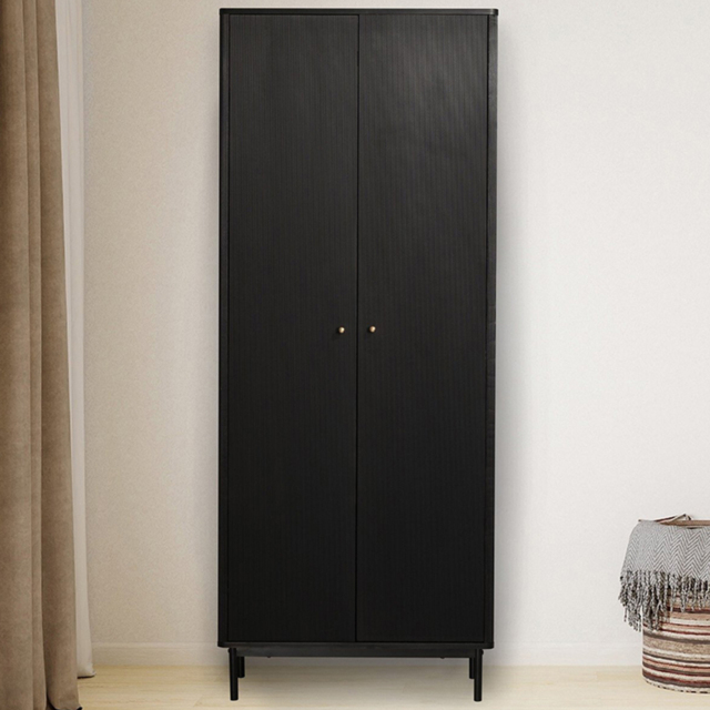 Emilia 2 Door Black Tall Wardrobe - image 1
