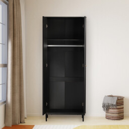 Emilia 2 Door Black Tall Wardrobe - thumbnail 2