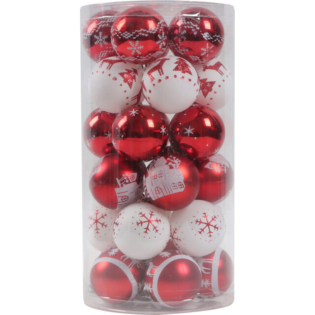 Santa's Chalet White and Red Bauble 30 Pack - image 1