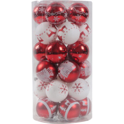 Santa's Chalet White and Red Bauble 30 Pack - thumbnail 2