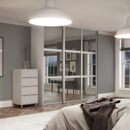 Spacepro Shaker 3 Panel Dove Grey Frame Mirror Sliding Door 2220 x 610mm - thumbnail 2
