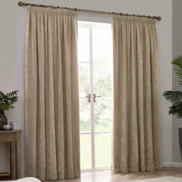 Yard Heavy Chenille Velvet Natural Pencil Pleat Curtains 229 x 229cm