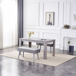 Kosy Koala 4 Seater Dining Set with Bench Grey Velvet - thumbnail 3