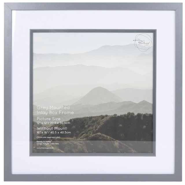 The Port. Co Gallery Grey Mounted Inlay Box Photo Frame 12 x 12 inch