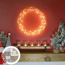 St Helens LED Light Up Copper Wreath Outdoor Festive Decoration 31cm - thumbnail 3