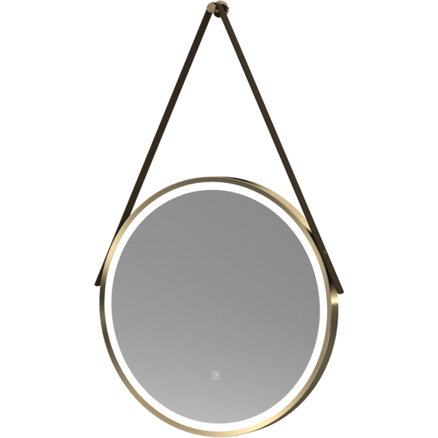 nuie Brushed Brass Round Illuminated Mirror 600mm - image 1