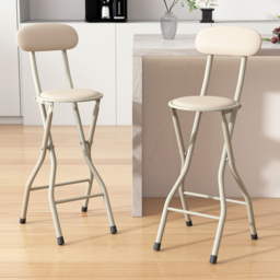 Beige Padded Folding Breakfast Bar Stool Set of 2 - thumbnail 1