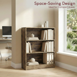 Vida Designs Cambridge Dark Wood 3 Shelf Low Bookcase - thumbnail 4