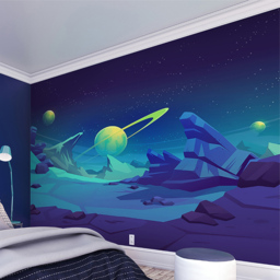 Origin Murals Space Landscape Blue Wall Mural - thumbnail 1