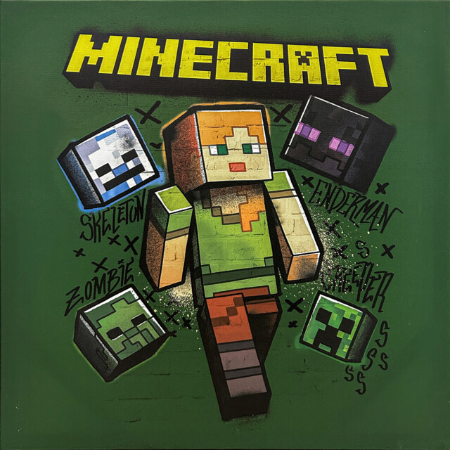 Single Multicolour Minecraft Mascot Canvas in Assorted styles - image 1