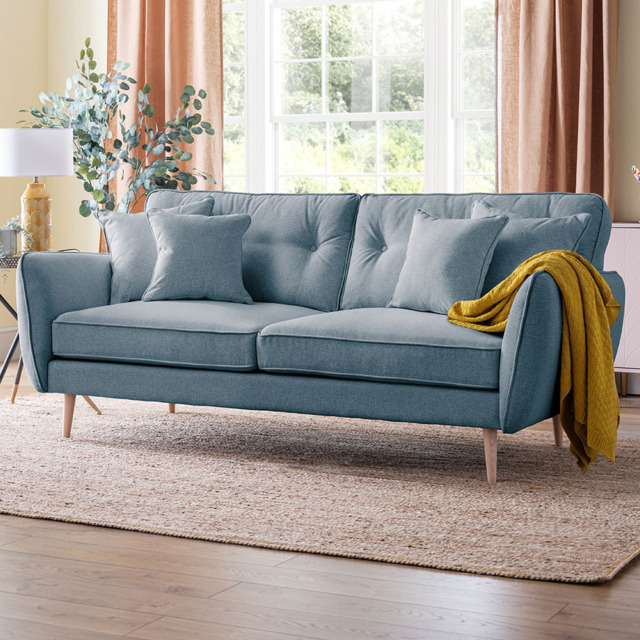 Opry Faro 3 Seater Button Back Denim Sofa - image 1