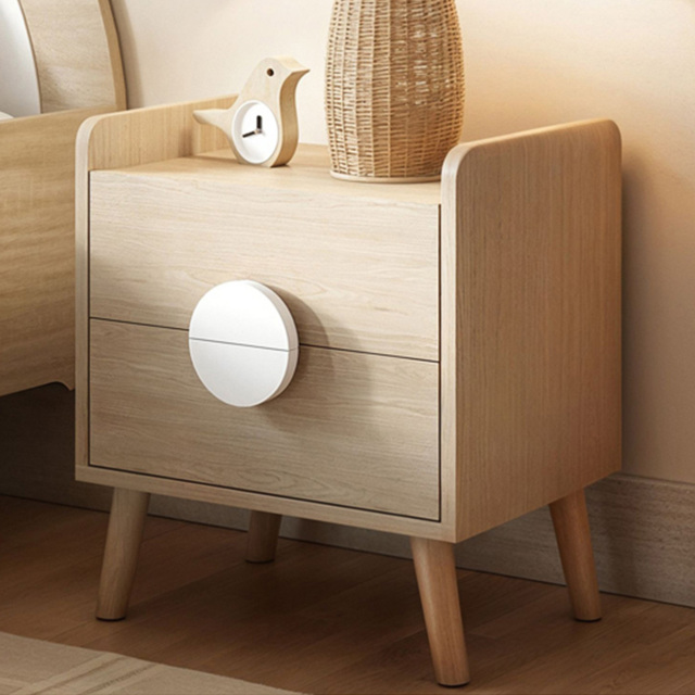 Flair Noah Oak and White 2 Drawer Bedside Table - image 1