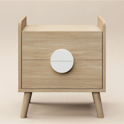 Flair Noah Oak and White 2 Drawer Bedside Table - thumbnail 3