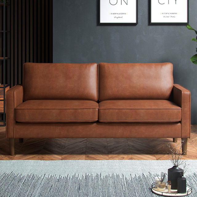 Bexhill Tan Faux Leather 3 Seater Sofa - image 1